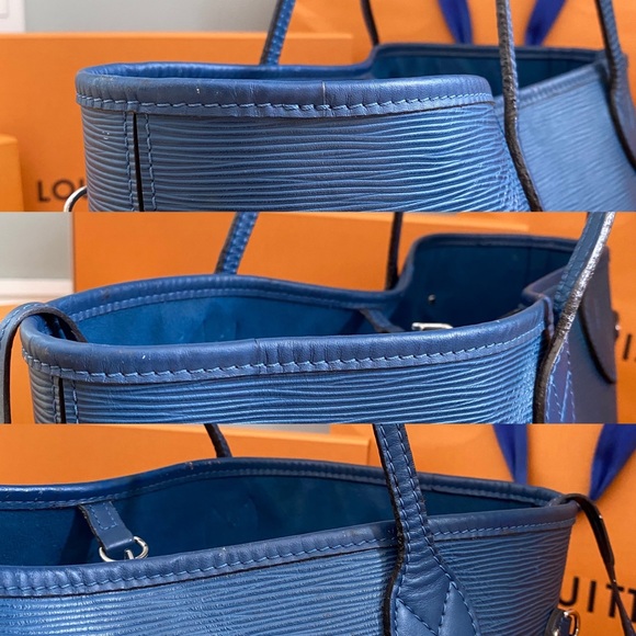 💞BLUE NEVERFULL W/ POUCH💞Epi Neverfull Mm Auth! - Picture 7 of 13